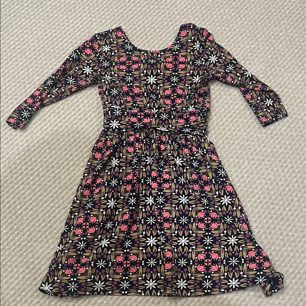 Mata Traders Black Floral A-Line Cotton Dress Ethical Fashion